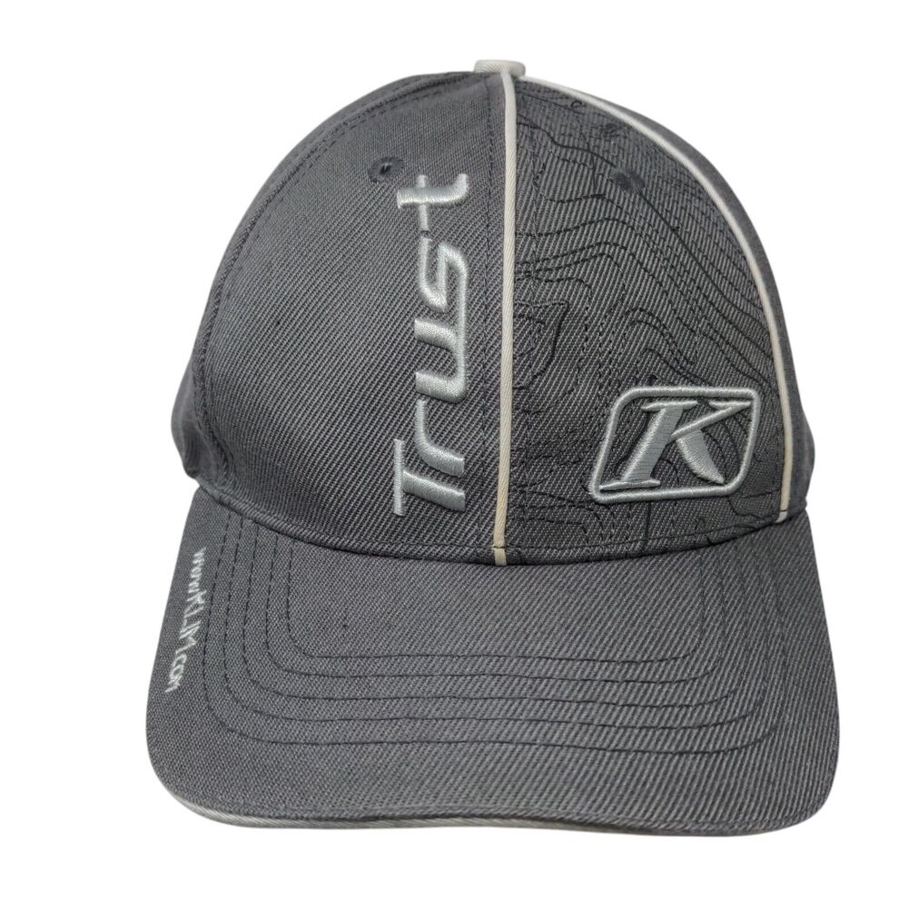 Klim Slideback Hat Gray One Size Adjustable Embroidered Vented Holes Polyester
